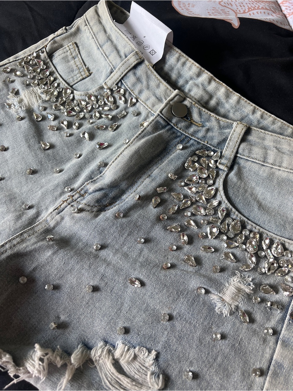 Embellished Light Blue Denim Shorts - Picture 9 of 10